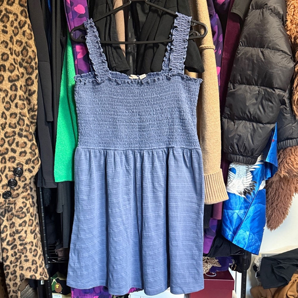 Roxy Smocked Blue Sundress with Ruffle Straps